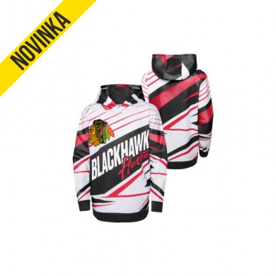 NHL, mikina, ADEPT, QUARTERBACK, PULLOVER, SUBLIMATED, HOODIE, CHICAGO, BLACKHAWKS, JR, detská